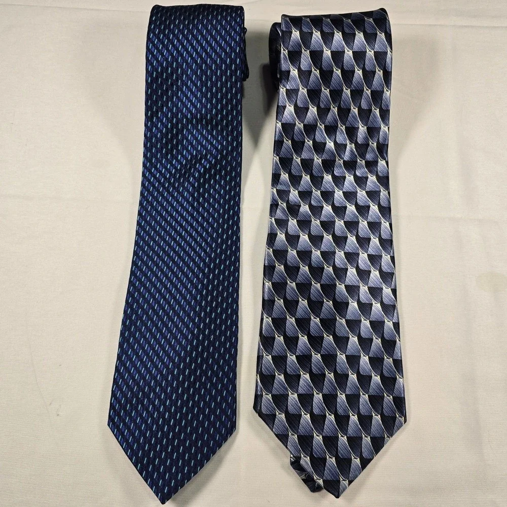 Stafford Silk Tie Lot of‎ 2 Blue Gray Office Business Wedding Classic